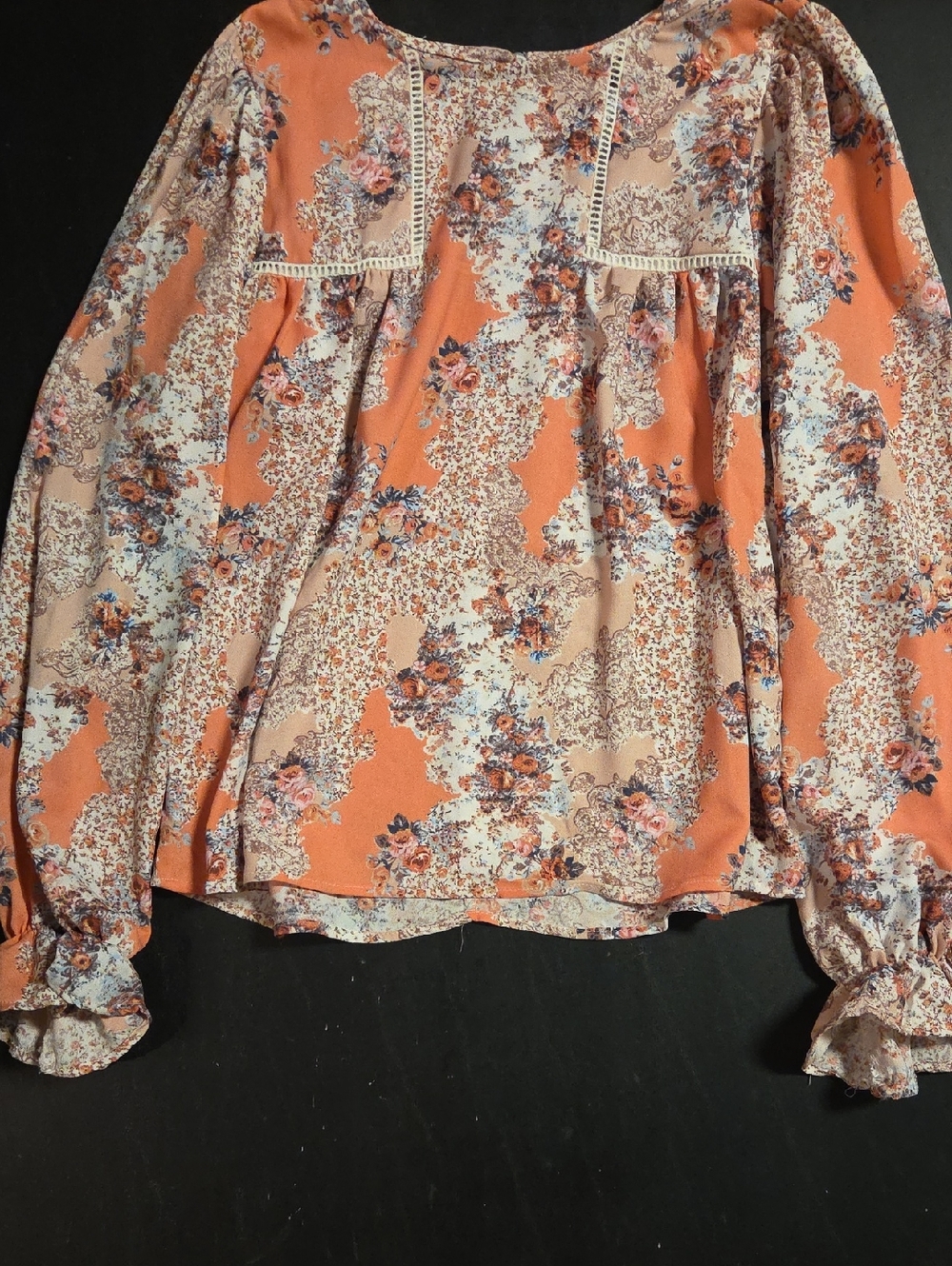 Floral Peasant Blouse - Orange
